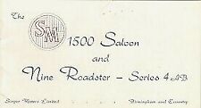 Singer Range 1950-51 UK Market Small Format Brochure Nine Roadster & SM 1500
