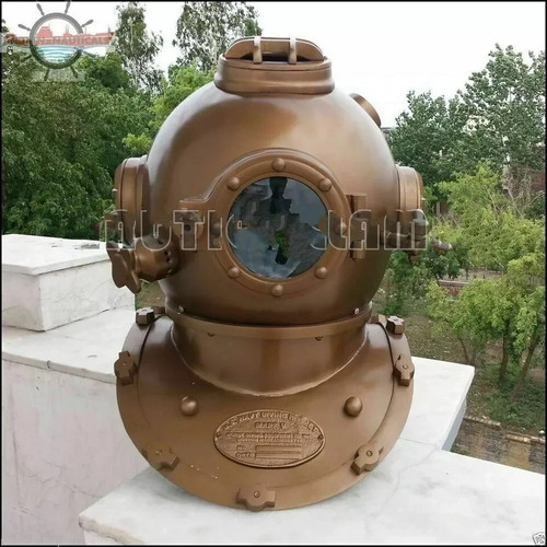 Brown brass diving - brass, helmet