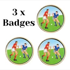 3 x Shinty Players (BU4) Lapel Pin Badges