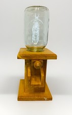 VTG Hand Crafted Wood Gumball Candy Dispenser Golden Harvest Mason Jar 14x5.5
