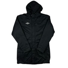 Umbro hooded full zip black long insulated jacket Medium M #0073