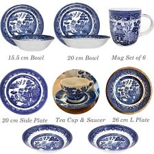 Churchill Blue Willow Set Of 6 Dream Mug Plate Bowl Mug Teacup Saucer Dinnerware