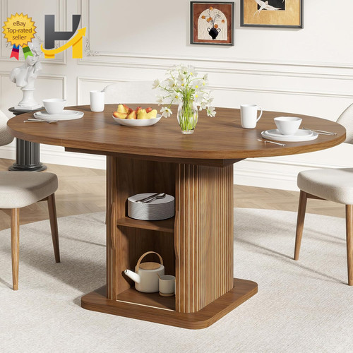 Round extendable dining table - round,