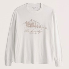 NWT ABERCROMBIE & FITCH MEN Long-Sleeve Ski Graphic Shirt Tee | Size L (Large)