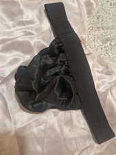 2 Pairs Mens Black Satin Thong