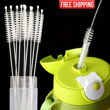 10pcs Reusable Cleaning Brushes Stainless Steel Straw Cleaning Brush Metal Straw