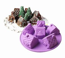 Christmas Scene Mould Silicone Cottage House Xmas Fondant Cake Candle Soaps Clay