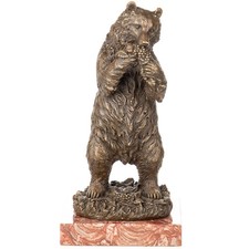 Bronze Sculpture Bear eating