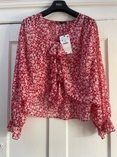 ZARA Red cream printed blouse