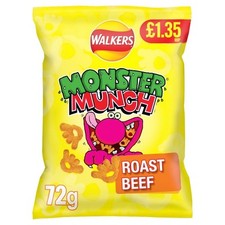 15 x Monster Munch Roast Beef 72g – £1.35 PMP – Full Box Share Bag Crisps