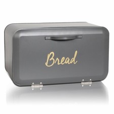 Grey Bread Bin Front Open Kitchen Loaf Storage Box Cheap Bread Bin