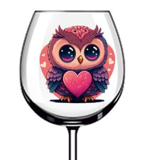12x Owl Valentines Day Colourful Wine Glass Bottle Van Vinyl Sticker Decal a4506