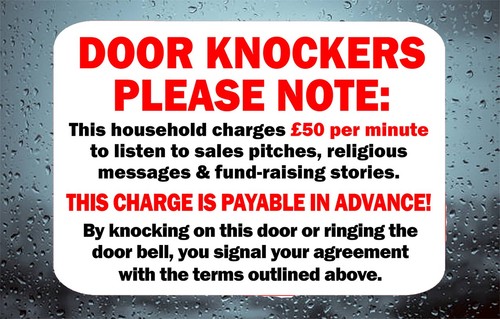 Cold caller sticker - sticker,, door