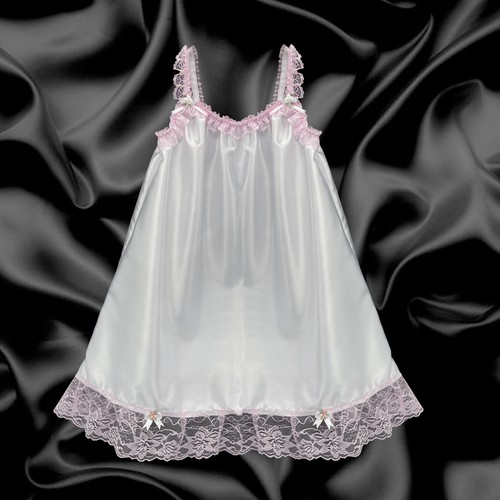 White satin sissy - sissy, ruffle