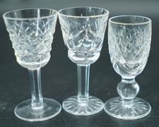 (3) Waterford Crystal Cordial Glasses, Alana Ashling (cut) Donegal Patterns