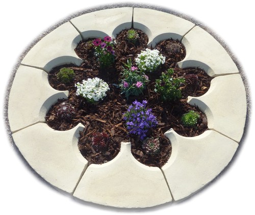 Buff stone planter garden - stone,