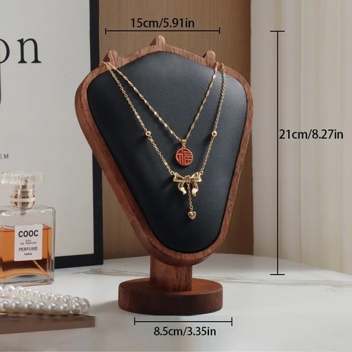 Wood jewelry necklace display - wood,