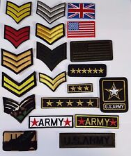 Military Ranks style Embroidered Iron On Sew On Patches Badges Transfers