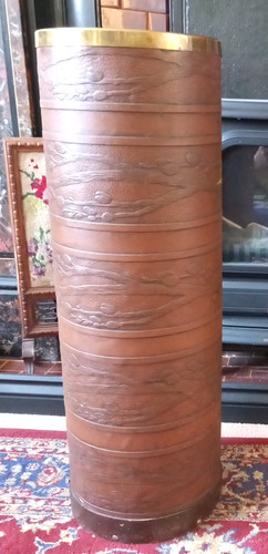 Vintage leather umbrella stand - vintage,