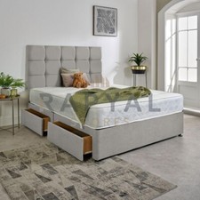 PLUSH DIVAN BED SET WITH MEMORY MATTRESS AND HEADBOARD 3FT 4FT 4FT6 5FT 6FT