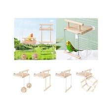 Wooden Bird Parrot Perch Parakeet Play Gym Stand Bird Cage Toy for Budgie