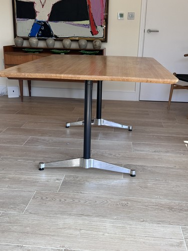 Oak dining table with chrome - table,