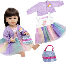 Baby Doll Clothes 20-22 Inch Reborn Doll Rainbow Lace Sweet Outfits Bag New Doll