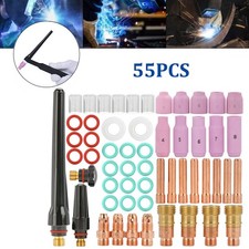 55Pcs TIG Welding Torch Collet Body Consumables Stubby Gas Lens For WP-17/18/26