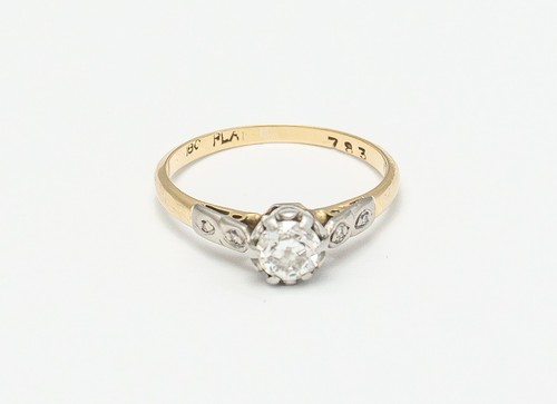 Edwardian 37ct diamond - 0.37ct, ring