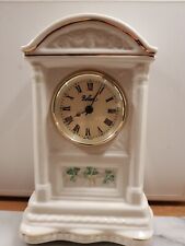 Belleek Glenveigh Ceramic Mantle Clock Shamrock H19cm X W13cm Works well