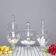 3 pcs 10" 12" 14" tall Clear Glass Apothecary Jars Wedding Party Candy Buffet