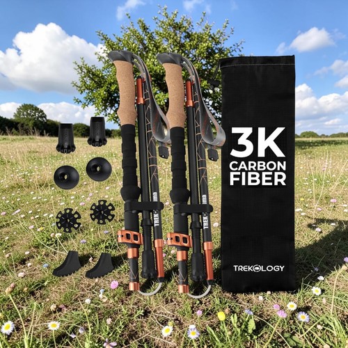 Trekking walking poles carbon - walking,