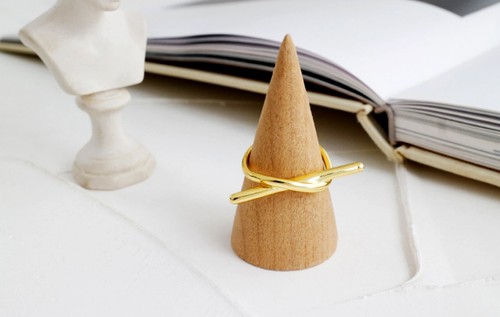 Gold bar ring - gold,