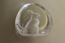 MATS JONASSON LEAD CRYSTAL SIGNATURE  PAPERWEIGHT Rabbit 3281 10x10cm