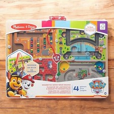 Wooden Kids Toys Paw Patrol Wooden Magnetic Wand Maze Board 4 Games Age 4-7 Gift