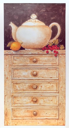Chest drawers with tea - tea, pot