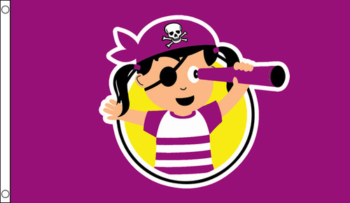 Pirate child girl large flag - child,