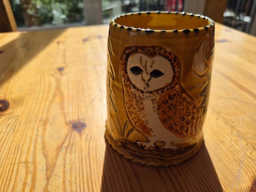 Studio art pottery owl tankard - studio,