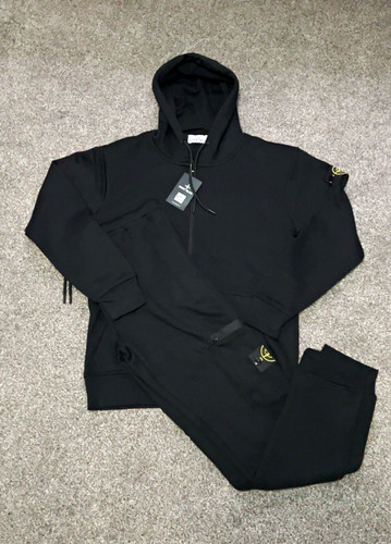 Stone island black hooded 2pc - black,