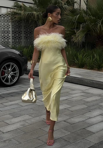 Zara yellow feather - yellow,
