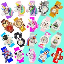 Wrist Watches Analogue Snap Slap On Children Silicone Bracelet Band Kids Watch