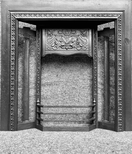 Vintage cast alloy fireplace - cast,