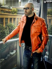 Men's Orange Cafe Racer Biker Jacket – Classic Motorcycle Style, Genuine Leather