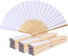10pcs Blank White Chinese Folding Bamboo Fan Retro Hand Paper Fans Wedding Favor