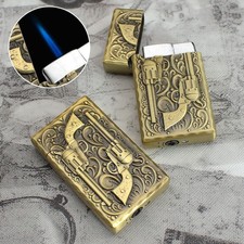 ✅Free Name Engrave ✅Christmas ✅Brass Jet Fire GAS lighter✅  Strong Lighter ✅#253