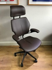CHOCOLATE LEATHER HUMANSCALE FREEDOM ERGONOMIC OFFICE TASK CHAIR HEADREST