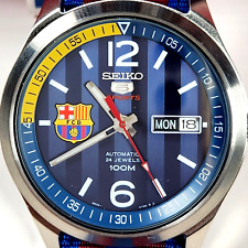 Seiko 5 Sports Watch Men's FC Barcelona 24 Jewels S/S 100M W/R (SRP303K1) New!