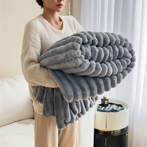Faux fur warm fleece throw - faux,
