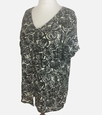 ANN HARVEY LADIES BLACK &. CREAM SHORT SLEEVE BLOUSE UK 20