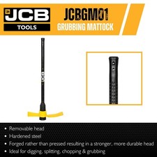 JCB 5lb Grubbing Mattock 85mm and 55mm Cutter, Heavy-Duty Steel Blade | JCBGM01